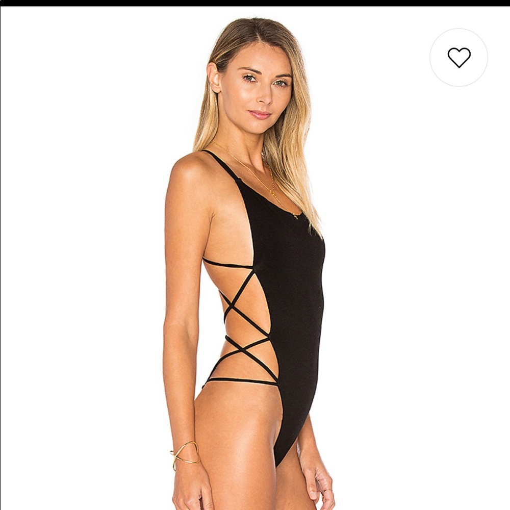 Indah whip black strappy bodysuit